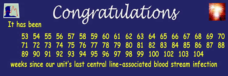 Image of first part of CLASI Banner which can be used to indicate the number of weeks since a unit's last CLABSI.